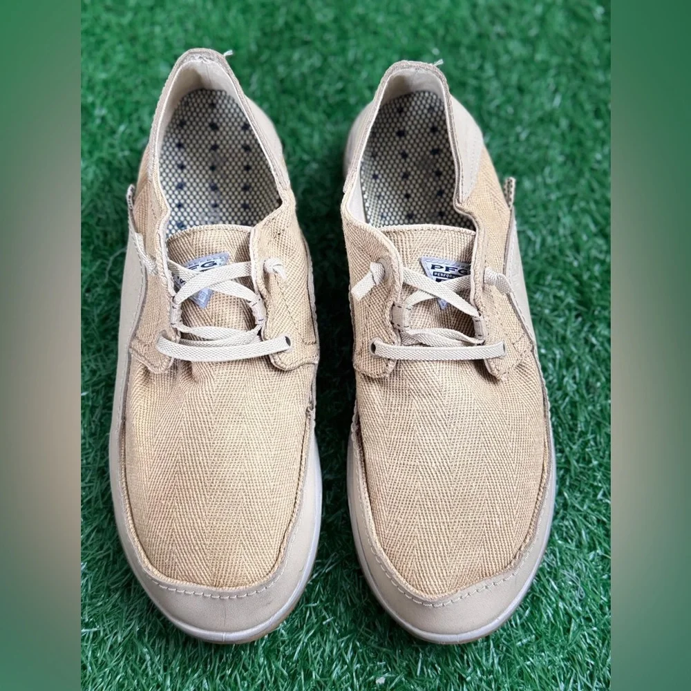 Columbia Men’s Tan Boat Shoes with Canvas‎ Upper Size 9